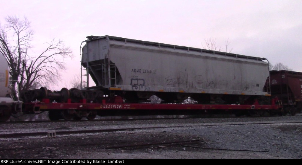 Hopper car being towed